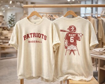 Vintage Patriots Baseball Shirt, Custom Player Name Number Tee
