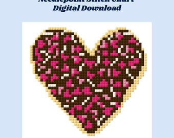 Brownie Batter Valentines Donut- Needlepoint Chart Digital Download