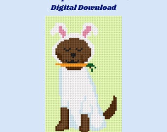 Chocolate Lab- Easter Bunny- Needlepoint Chart Digital Download