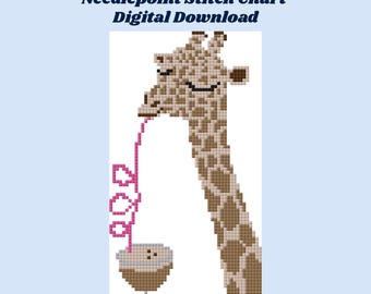 Giraffe Espresso Martini- Needlepoint Chart Digital Download