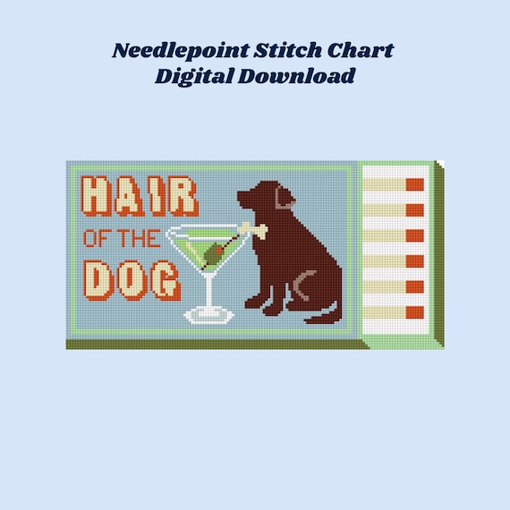 Chocolate Lab- Hair of the Dog Matchbox- Needlepoint Chart Digital Download
