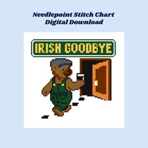 Gráfico de bordado "Oso irlandés de despedida" - Descarga digital