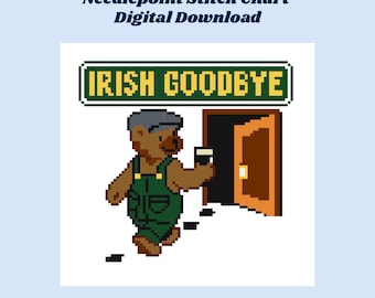 Irish Goodbye Bear- Needlepoint Chart Digital Download