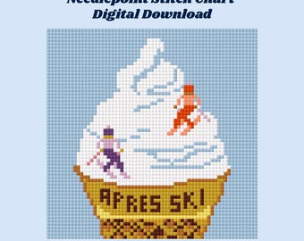 Apres Ski Icecream Cone Slope- Needlepoint Chart Digital Download