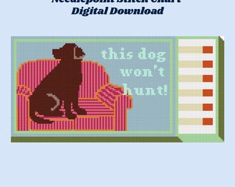 Chocolate Lab- This Dog Won’t Hunt! Matchbox- Needlepoint Chart Digital Download
