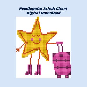 Etiqueta de equipaje con forma de estrella - Gráfico de bordado - Descarga digital