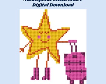Star Luggage Tag- Needlepoint Chart Digital Download