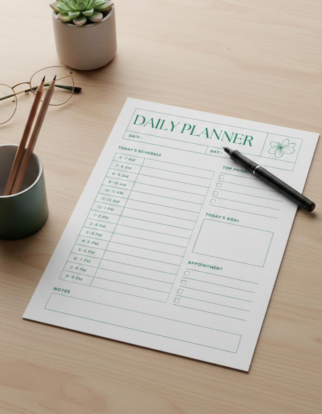 Minimalist Daily Planner Printable | A4 & Letter PDF | Productivity To ...