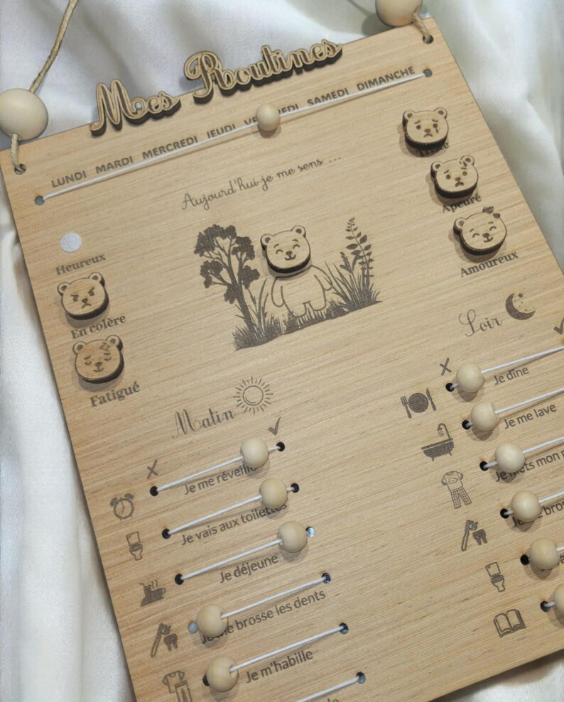 Wooden Children's Routine Chart – Emotions & Autonomy - Etsy Canada