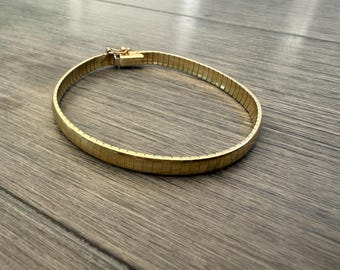 Schwerer Vintage Massiver 14 Karat Gold Omega Kette Armband Armreif, 5,2 mm breit, Größe 17,5 cm