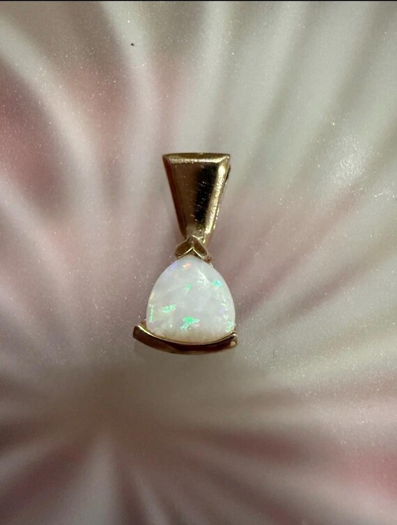 14k Gold Opal Pendant, Solid Gold