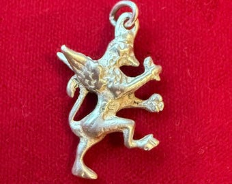 Vintage Sterling Silber Löwe von Saint Mark, geflügelter Löwe Charm Anhänger
