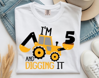 I'm 3 And Digging It Construction Excavator 3rd PNG: construction birthday png 3rd birthday png excavator theme (Digital Download)