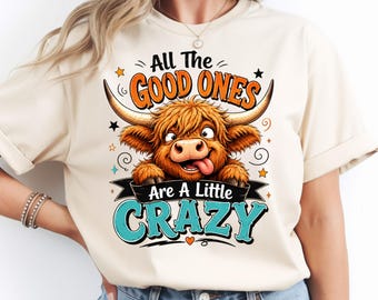 Funny Crazy Highland Cow Sarcastic PNG: Humorous Farm Animal Humor png Funny Cow Lover Clipart (Digital Download)