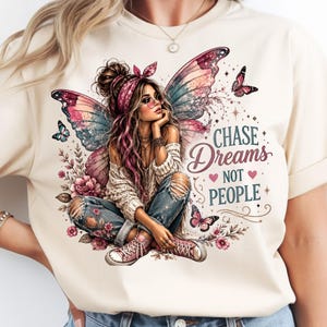 Inspirerande PNG Chase Dreams Not People PNG: Motiverande citatdesign, positivt tänkesätt png, självförbättringskonst (digital nedladdning)