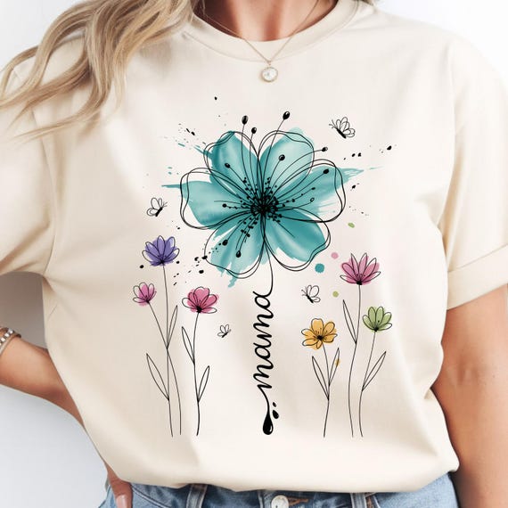 Boho Floral Mama PNG: Boho Flower Design Motherhood PNG Floral Aesthetic Retro Mom Art (Digital Download)