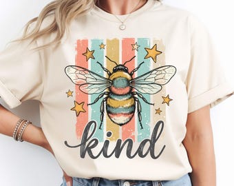 Be Kind Bee Preppy Striped PNG: Cute Honey Bee Coquette Aesthetic School Spirit png Retro Bow Art (Digital Download)