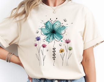 Boho Floral Nana PNG: Wildflower Bouquet Vintage Floral Grandma png Rustic Garden Bloom Clipart (Digital Download)