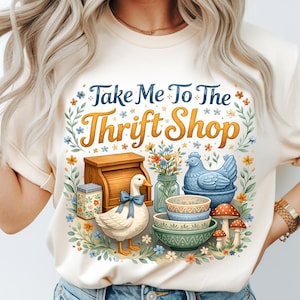 Take Me To The Thrift Shop Digital PNG T-Shirt, Vintage Reseller Gift, Retro Thrift Lover Graphic Tee