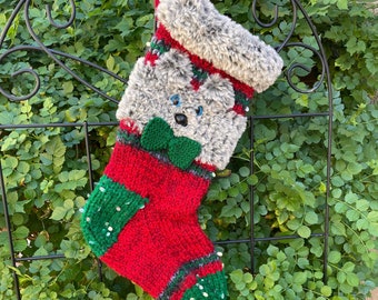 Ragdoll, a Country Barn Cat Christmas Stocking Hand Knit