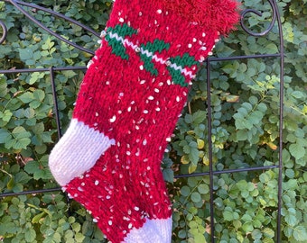 Beautiful Bella Red and Green Sparkle Christmas Stocking, Sequin Stocking