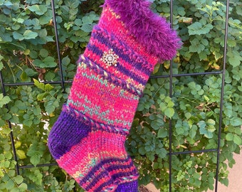 Boho Snowflake Christmas Stocking,  Multicolored Christmas Stocking