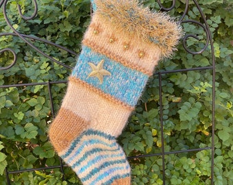 Starfish Beach Holiday Hand Knit Christmas Stocking