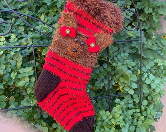 Who’s a Good Girl? Puppy Dog Christmas Stocking Hand Knit