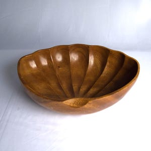 Vintage Monkey Pod Wood Bowl – Ali'i Woods Honolulu Hawaii – Large 15” Mid Century Modern Serving Bowl