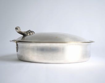 Vintage 1940's F.B. Rogers Silver Co. Silver-plated Trinket Box Covered Dish - Mid Century