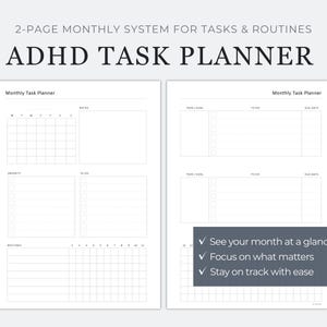 ADHD Planner Printable | Executive Function Planner | Monthly Task System for Adults | Digital Download