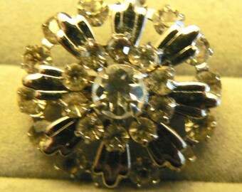 vintage jewels ...  Stunning SILVER and PASTE BROOCH Pin  ...