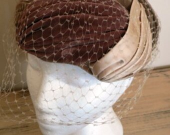 sale 20% off all vintage hats ... 3 TONED Velvet Satin PILL BOX Veil front  lovely Vintage ...