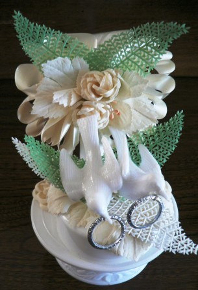 Vintage wedding DOVES WEDDING Cake Topper in original box Etsy