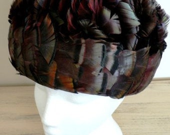 sale 20% off all vintage hats ... FULL FEATHERS STUNNING Copper toned Show Stopping Vintage ...