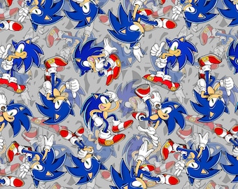 Tela sin costuras de Sonic the Hedgehog, tela de algodón para videojuegos, se vende por medio metro.