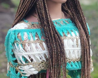 Handmade braided wig for black women | 6x4 lace closure | color blend