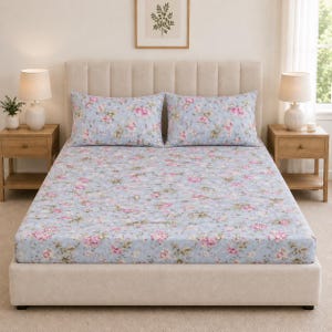 Parure de lit-housse en coton, imprimé aboli, motif floral ethnique, très grand lit (100 x 108 pouces)