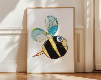 Bienenposter | Hummel-Kunstwerk | Bienenbild | Hummelgeschenke | Bienenkunst | Bienendruck | Tier-Wand-Kunst | Kinderzimmer Dekor | Bienengeschenk | Biene