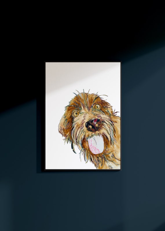 Dog Artwork | Brown Dog Print | Dog Print | Dog art | Wire Haired Pointer Art | Scruffy dog artwork | dog | Dog Portrait |Dog Drawing