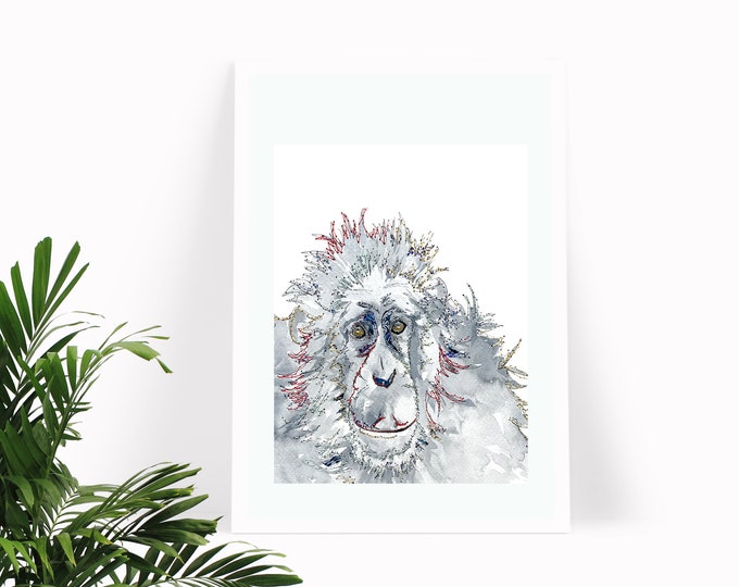 Chimpanzee Art | Chimpanzee Print | Monkey Artwork | Chimpanzee Gifts | Monkey gifts | Nursery Artwork | Nursery Wall Art | Ape Artwork