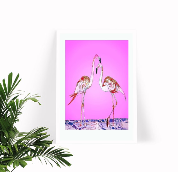 Flamingos | Flamingo Artwork | Flamingos Gift | Pink Flamingo Poster | Pink Flamingo Art | Nursery Wall Art | Pink Wall Art