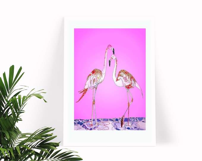 Flamingos | Flamingo Artwork | Flamingos Gift | Pink Flamingo Poster | Pink Flamingo Art | Nursery Wall Art | Pink Wall Art