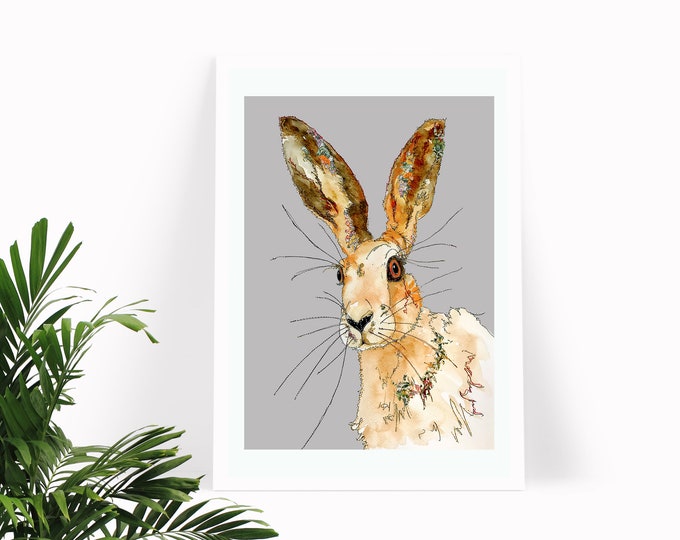 Hare Artwork | Hare Poster | Hare Print | Hare Gift | Hare Big Ears Print | Hare Art | Hare Gifts | Hare Wall Art