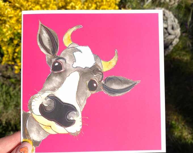 Pink Cow - Blank Card