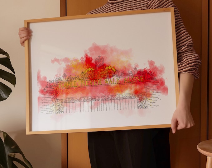 Red YNWA | Liverpool fc | Football lover Gift | Liverpool Gift | Liverpool Print | YNWA Art | Anfield Poster | Football Gift | LFC Gift