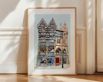 Chester | Chester art print | Chester print | Chester art | Chester wall art | Chester gift | Chester travel poster | Chester UK Artwork