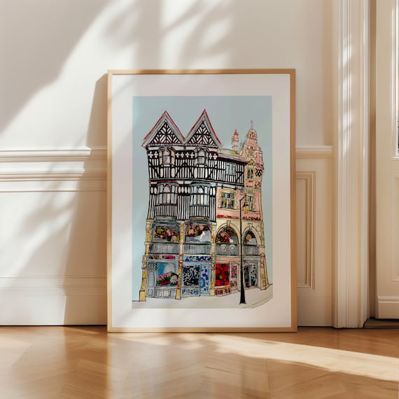 Chester | Chester art print | Chester print | Chester art | Chester wall art | Chester gift | Chester travel poster | Chester UK Artwork