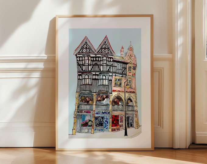Chester | Chester art print | Chester print | Chester art | Chester wall art | Chester gift | Chester travel poster | Chester UK Artwork