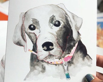 Dog Card - Labrador - Art Card - Blank inside